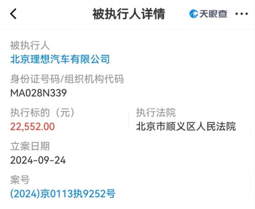 北京理想汽車關(guān)聯(lián)公司被列為被執(zhí)行人，業(yè)內(nèi)關(guān)注其商務(wù)信息咨詢業(yè)務(wù)